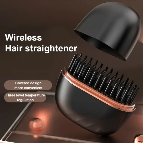 Mini Wireless Hair Straightening Comb – Portable, Fast Heating, Anti-Scald